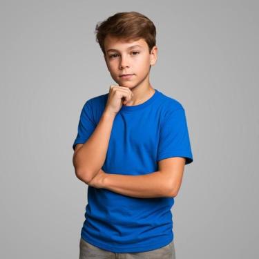 Imagem de Camisetas Manga Curta Infantil Bebê Menino Básica Lisa 100 Algodão - L