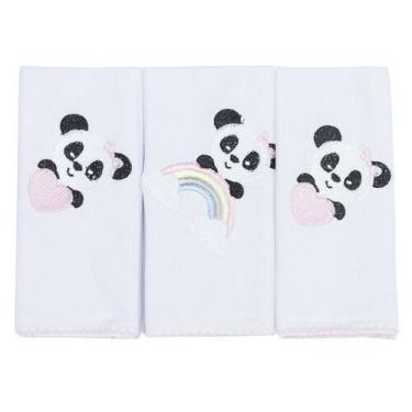 Imagem de Fralda de Boca Panda Love Rosa Malha 3 Peças - Liny Baby