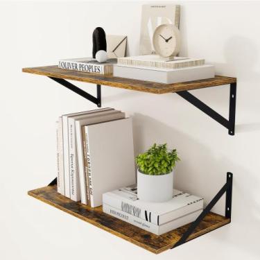 Imagem de Prateleira Heimlove Deep Floating 61x30 cm, marrom rústico, conjunto 2