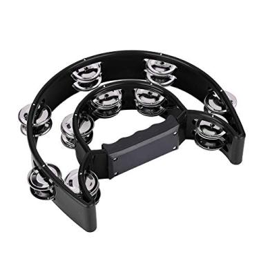 Imagem de Domary Double Row Jingles Handbell Tambourine Percussion Musical Instrument for Kids, Plástico + Metal Amarelo Pandeiro (Preto)
