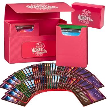 Imagem de Monster Magnetic Double Trading Card Deck Box(PINK) -2 Removable Deck Sleeves-Holds 150 Gaming TCGs-Compatible with Yugioh, MTG, Magic The Gathering, Pokémon-Long Lasting, Durable Riveted Construction