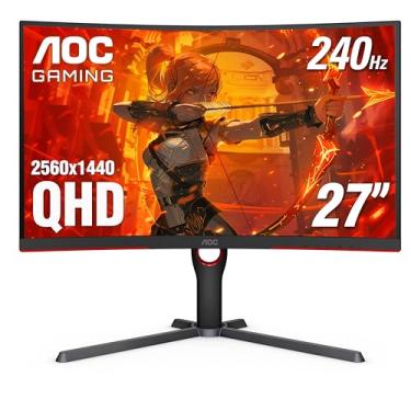 Imagem de AOC CQ27G3Z Curved Gaming Monitor, QHD 2K 2560 x 1440, 1000R VA, 240 Hz 0,5 ms, FreeSync Premium, Height ajustável Stand, Xbox PS5 Switch, 3-Year Zero-Bright. - Dot, B Preto