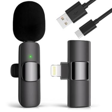 Imagem de voijump Microfone profissional sem fio para iPhone, iPad, lapela sem fio, lapela omnidirecional, microfone condensador para gravação de vídeo, transmissão ao vivo, entrevista, podcast, vlog, YouTube
