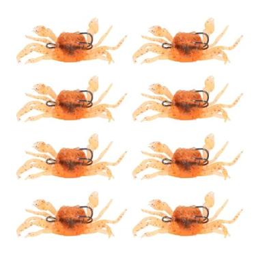 Imagem de Chiffonade 8 peças de iscas artificiais de caranguejo macio de PVC com ganchos, simulação 3D para acessórios de pesca em água doce e salgada (amarelo)