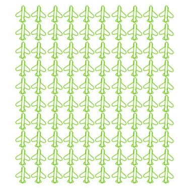 Imagem de Pilipane 100 peças de clipes de papel fofos em forma de avião clipes de planejador de arame coberto de plástico colorido extravagante para scrapbook, cartões, material escolar de escritório (verde)