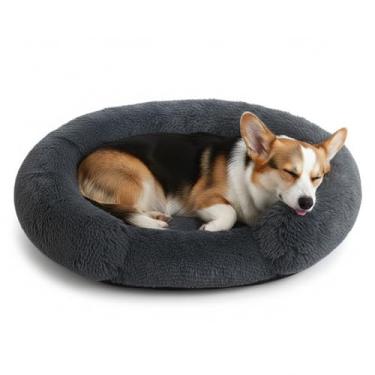 Imagem de Rkrouco Cama de cachorro fofa, calmante, para cães grandes, aquecendo, redondo, pequeno, médio, para animais de estimação, colchão aconchegante para gatos, canil, canil, gatinhos, tapete de dormir (M