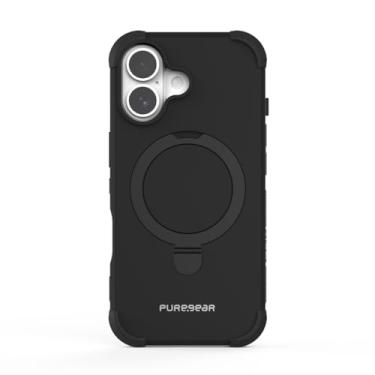 Imagem de PureGear Capa para iPhone 17 (2025) 6,3 polegadas, capa magnética aprovada e testada militar, compatível com MagSafe, capa protetora resistente para iPhone 17, suporte embutido, preta