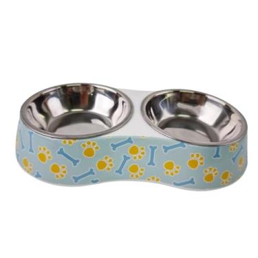 Imagem de MFMEXUL Tigela Dupla para Animais de Estimação, Fácil de Limpar, para Cães Pequenos, Tigela para Gatos, Comida E água para Filhotes, Coelhos, L