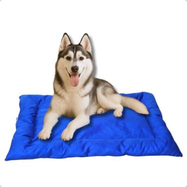 Imagem de Cama Caminha Colchonete Azul Grande 100x70cm para Cachorro e Gato de Suede Lavável Almofada Pet Macia Confortável