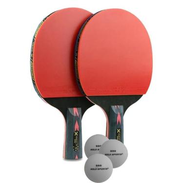 Imagem de Kit de Tênis de Mesa Huieson Carbon-2 Raq Cabo Caneta 5 Estrelas + bolsa e 3 bolas-Unissex