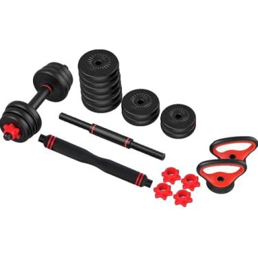 Imagem de Kit Academia Barra E Halteres Ajustáveis 2 Em 1 Musculação Completo Fitness Em Casa Premium