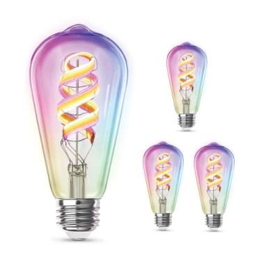 Imagem de Feit Electric ST21 Lâmpada Edison de filamento LED espiral inteligente, equivalente a 60 W, mudança de cor RGBW, regulável, habilitado para Wi-Fi de 2,4 GHz, funciona com Alexa e Google Home, controle