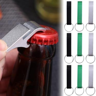 Imagem de Abridor de garrafas colorido chaveiro de metal cerveja lata de bebida chaveiro abridor de garrafa de alumínio para lembrancinhas de festa, homens e mulheres