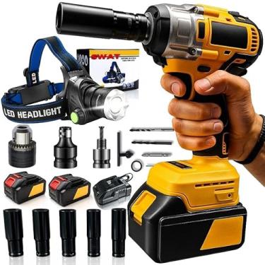 Imagem de Parafusadeira de Impacto 48V Kit Completo 2 Baterias Lanterna LED Cabeça Soquetes Brocas Mandril Brushless Bivolt Reverso Alta Rotação 3300RPM Maleta Ferramentas