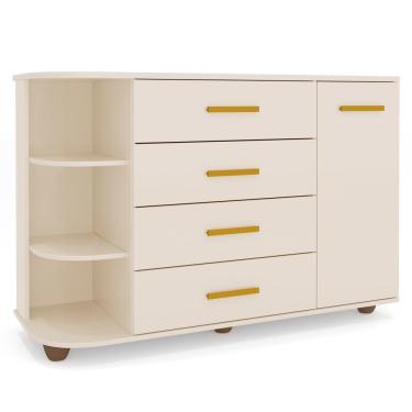 Imagem de Cômoda Infantil Com Cantoneira E 4 Gavetas 100% Mdf New Lorena Off White - Phoenix