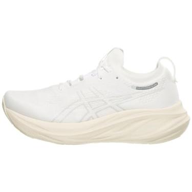 Imagem de ASICS Tênis de corrida feminino Gel-Nimbus 26, Branco/Branco, 43