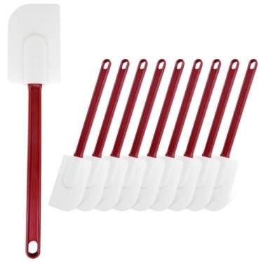 Imagem de 10 espátulas de silicone resistentes ao calor, 35,5 cm, espátulas de borracha resistentes, conjunto de espátulas comerciais para assar, misturar, cozinha, utensílios de cozinha de silicone, máquina de
