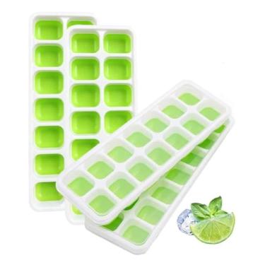 Imagem de Forma de Gelo a cara do verão Branco e Verde 14 Compartimentos Material Flexível Lavável em Lava-Louças Design Prático para Cubos Uniformes