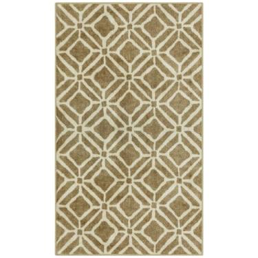 Imagem de Maples Rugs Tapetes geométricos modernos, feitos nos EUA, lavável, tapete antiderrapante para entrada, hall de entrada, cozinha e banheiro, 76 cm x 117 cm, bege