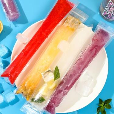 Imagem de Saco de molde para picolé de 50 peças, sacos de picolé de gelo DIY, material PE de grau alimentício, reutilizável para uso doméstico, perfeito para lanches, picolés triturados, guloseimas caseiras