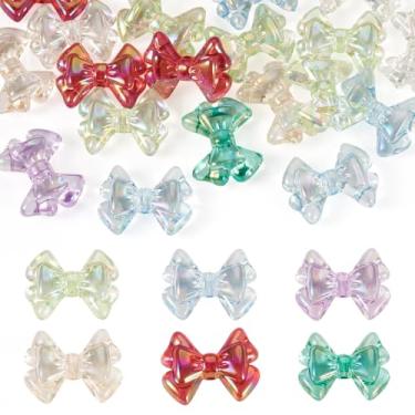 Imagem de FASHEWELRY 20 peças de contas de laço acrílicas com revestimento UV, laço iridescente, contas focais para canetas, contas de cristal transparente para brincos, colar, chaveiro, joias