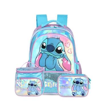 Imagem de Mochila Costas Lancheira Estojo Box Stitch Holográfico - Luxcel