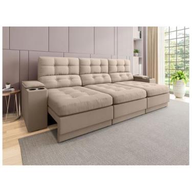 Imagem de Sofá 4 Lugares Retrátil Reclinável Velosuede Neon Next Sofás, Bege, 4 