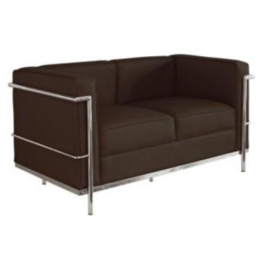 Imagem de Sofá Le Corbusier Masculino 2 Lugares Inox Revestido em Tecido Sintético Marrom