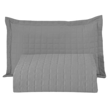 Imagem de Kit Cobre Leito Colcha Monaco Solteiro Dupla Face 2 Peças Cinza 100% Poliéster