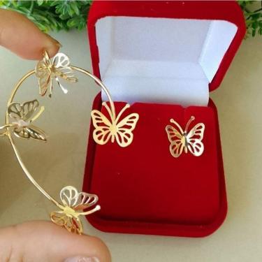 Imagem de Kit Piercing Fake + 1 Brinco Banhado A Ouro 18K