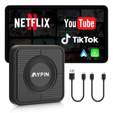 Imagem de Adaptador CarPlay sem fio atualizado, Carplay sem fio 3 em 1 e adaptador automático e de vídeo Android, suporte para cartão TF Netflix YouTube, Plug & Play, USB tipo C, USB tipo A compatível com