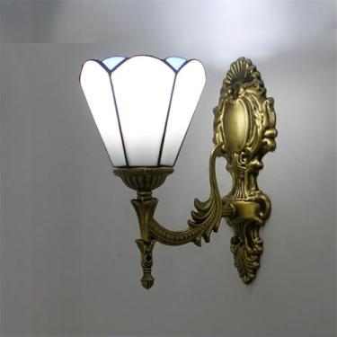 Imagem de Luminária de parede retrô americana em vidro colorido com LED, estilo europeu, luxuosa, para sala de estar, restaurante, quarto, escritório, casa de campo, hotel, café, bar, corredor (F 1 lâ