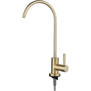 Imagem de Torneira De água Com Filtro Torneira Com Filtro Para Pia De Cozinha Torneira Tipo Pescoço De Cisne 304 Aço Inoxidável Único Frio, Brushed Gold