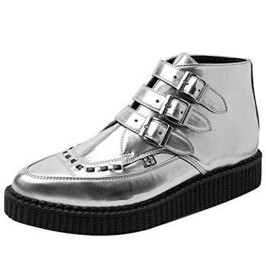 Imagem de T.u.k. Bota feminina metálica bico fino com fivela, Prata, 12
