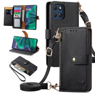 Imagem de Furiet Capa carteira para Motorola Moto G Stylus 5G 2025 bolsa de bolso com zíper com alça de pulso, suporte de couro PU flip fólio porta-cartões acessórios capa de celular para G5 mulheres meninas