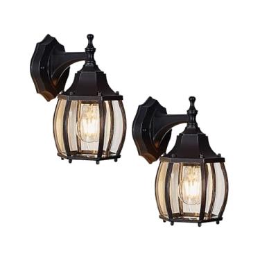 Imagem de LPINYE Pacote Com 2 Luminárias De Parede Externas, Luminárias Externas De Parede, Luminárias De Varanda Externas, Lanternas De Parede Pretas, Arandelas De Parede De Alumínio À Prova D'Água, Luminári