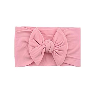 Imagem de Laços De Cabelo Infantil Menina Turbantes De Bebê Fixa Grossa Rosa Seco