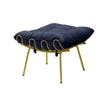 Imagem de Puff Sala de Estar Abel Pés Dourado Veludo Azul