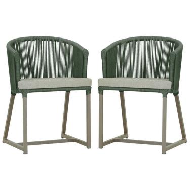 Imagem de 2 Cadeiras De Jantar Noronha Fendi Corda Náutica E3 Trama Verde