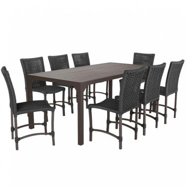 Imagem de 8 Cadeiras Cannes Corda Náutica E Mesa Retangular Alumínio Preto