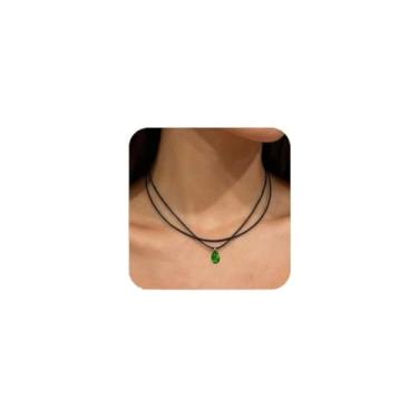 Imagem de Artmiss Colar gargantilha preta para mulheres, cordão de couro de camada dupla com pingente de lágrima, Y2K, gótico, punk, ajustável, uso diário, casual, festa de casamento, joia para presente, Free