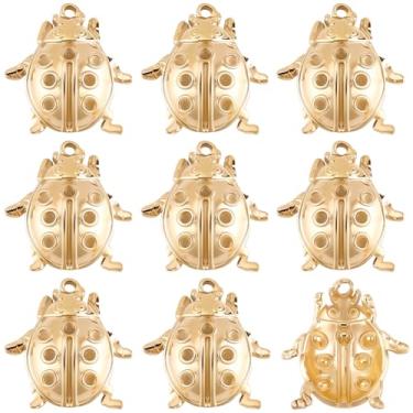 Imagem de Beebeecraft 1 caixa, 10 peças, berloques de joaninha, banhado a ouro 18 K, aço inoxidável 304, joaninha, adequado para brincos de strass de 1,5 mm, faça você mesmo, pulseira, colar, artesanato