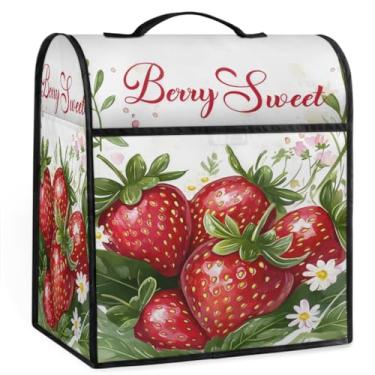 Imagem de Capa de batedeira para batedeira de 6 a 8 quartos morango frutas vermelhas poeira capa de auxílio de cozinha com bolsos capas protetoras de eletrodomésticos para bancada de cozinha doméstica