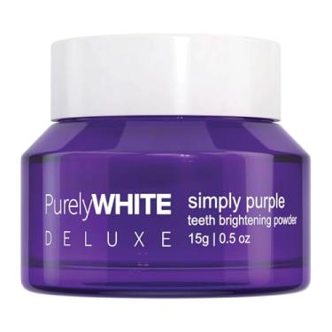 Imagem de PurelyWHITE DELUXE, Pó clareador Simply Purple – esconde manchas, sem sensibilidade – Pó clareador de pasta de dente segura para esmalte para manchas de café, chá, comida, vinho e tabaco.
