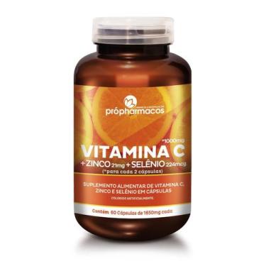 Imagem de Vitamina C Zinco Selênio 60 Caps Auxilia Sistema Imunológico - Prophar