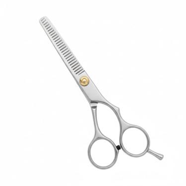 Imagem de Tesoura Profissional de Desbaste para Cabelo, Lâmina em Aço Inoxidável, Design Ergonômico com Anel Dourado, Ideal para Cabeleireiros