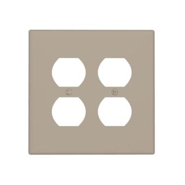 Imagem de JDAKHD Greige Outlet Covers Warm Neutral Tone 2 Gang Placa decorativa de interruptor de luz dupla placa de parede dupla para tomadas elétricas, capas de placa de interruptor para quarto, corredor