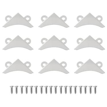 Imagem de HJGarden 20 peças de braçadeiras de canto espelhadas triangulares de ferro, suportes de canto com parafusos, caixa de madeira de 4,3 x 3 cm, à prova de choque e resistente à deformação, acessórios de