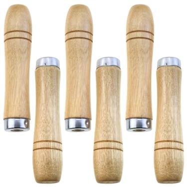 Imagem de LUORNG Cabo de arquivo de madeira de 6 peças com virola de metal resistente, alça ergonômica, fácil instalação para arquivos de metal de 10 a 17,8 cm, chaves de fenda, furadeiras manuais