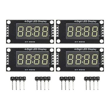 Imagem de 4 conjuntos de módulos de display LED de 7 segmentos tubo digital de 0,9 cm 4 bits com chip de unidade TM1637 para kits DIY R3 (branco MRA110F)